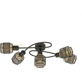 Lindby Eudoria loftlampe, 5 lyskilder, sort/guld