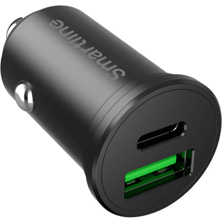 Smartline - Cigarettænder Biloplader m. USB A & USB C - Sort