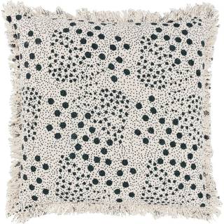 Yard Yard Lichen Green Hara Spotted Printed Fringed 100% Cotton Cushion