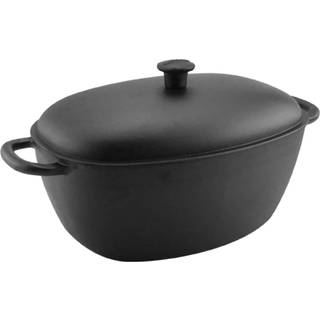 Støbejernsgryde med låg 6 liter, oval