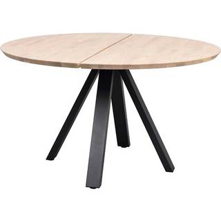Rowico Carradale spisebord rundt (Ø130 x H75 cm, hvidpigmenteret eg bordplade, V-metalstel)