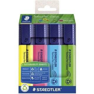 Staedtler tekstmarker 364 af 97% genanvendt plast, sæt med 4 farver