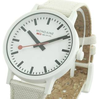 Mondaine Essence Sustainable Quartz White Dial Cream Textile Strap Unisex Watch MS1.41111.LT