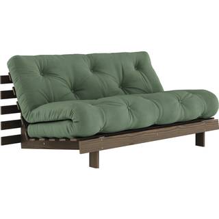 Roots 160 Sovesofa fra Karup Design i Massiv FSC Fyrretræ | Japandi - 756 Olive Green - Carob Brown