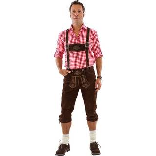 Oktoberfest lederhosen i ægte læder - Brun-Brun str. 54