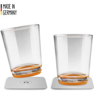Magnetiske plastglas Silwy Magnetic Drinking Cup Hup Orange, transparent/orange, 25 cl, 2-pack + magnetiske glasunderlag