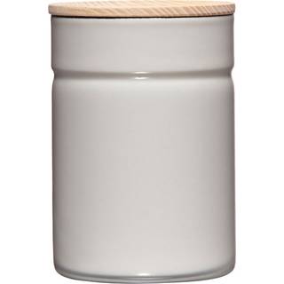 Riess Kitchen Management Vorratsdose 0,525 L Light Grey - Emaille mit Eschenholzdeckel - Grau