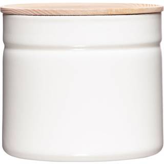 Riess Kitchen Management Vorratsdose 1,35 L Pure White - Emaille mit Eschenholzdeckel - Weiß
