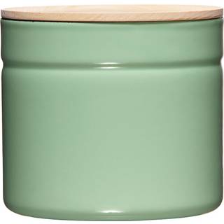 Riess Kitchen Management Vorratsdose 1,35 L Slow Green - Emaille mit Eschenholzdeckel - Grün