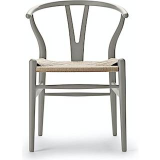 Carl Hansen - CH24 Y-stolen, Bok, Soft Silver Grey, Naturflätad - Spisebordsstole - Hans J. Wegner