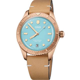 ORIS Divers 65 Bronze Cotton Candy, blå med læderrem -38mm