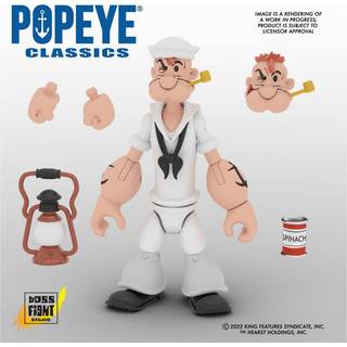 Boss Fight Studio Popeye i White Sailor Suit Popeye Classics Wave 2 Collectible Action Figur - Meget artikuleret figur med tilbeh?r inklusive spi