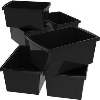 Storex 5,5 gallon opbevaringsbakke - Arrangør af plastiklokale til bøger og forsyninger Black 1 -Pack (61429A06C)