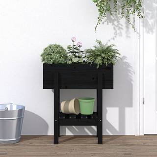 plantekasse 62x30x69 cm massivt fyrretræ sort