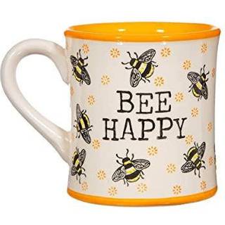 Sass & Belle Bee Happy Krus 400 ml Håndmalet keramisk krus med travle bier