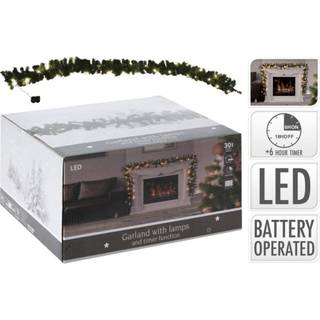 Kunstig gran guirlande med 30 LED - varm hvid (På lager i butik)