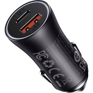 Baseus Car charger Golden Contactor Max USB + USB-C 60W (grey)