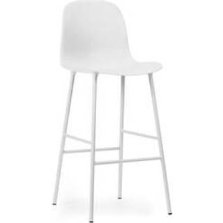 Normann Copenhagen Form Barstol med Ryglæn H75 cm Hvid/Hvid Stål
