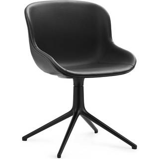 Normann Copenhagen Hyg Drejestol Polstret Sort Aluminium/Sort Læder i 41599