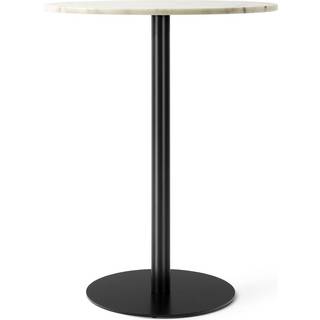 Audo Copenhagen - Harbour Column Counter Table Ø60 Off White Marble Tabletop with Black Base - Barborde - Norm Architects - Hvid - Metal/Træ/Sten