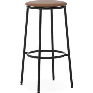 Normann Copenhagen Circa Barstol H75 Læderpolstret Sort/Brandy Læder 41574