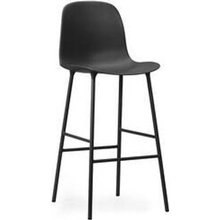 Normann Copenhagen Form Barstol med Ryglæn H75 cm Sort/Sort Stål