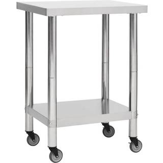arbejdsbord med hjul til køkken 60x45x85 cm rustfrit stål