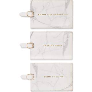 Eccolo 3 Pack Bagage -tag Indstil kuffert -tags Identifikatorer med ID -kort Faux l?dersp?nde Lukning Klar til afgang (marmor 2,5 x 4,5 tommer)