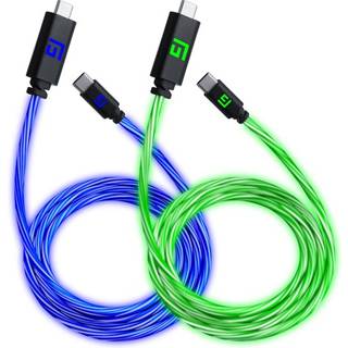 FLOATING GRIP 2X 1,5M USB-C/USB-C CABLE WITH LED LIGHT - BLUE AND GREEN -> Forventet levering: 1-2 hverdage