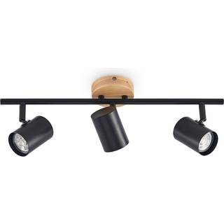 Lindby loftlampe Xiomara, 3 lyskilder, 68 cm lang, træ