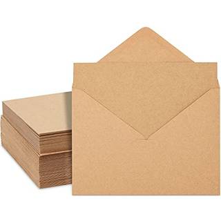 Bedste papirhilsener 50 Pack Blank 5x7 Note Kort og konvolutter s?t brune A7 Notecards til ?bne, n?r breve f?dselsdagsferie hilsner