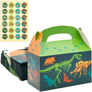 Blue Panda 24 Pack Dinosaur Treat Boxes med håndtag og klistermærker - Dino Party favoriserer til børnenes fødselsdagsartikler (6,2 x 3,6 x 3,5 i