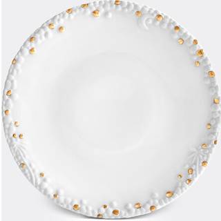 L'Objet Tableware - 'Mojave' dessert plate in white & gold Porcelain