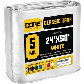Core Tarps Classic 5 Mil Tarp Cover Vandtæt UV -resistent Rip and Tear Proof Poly Tarpaulin med forstærkede kanter til tagcamping Patio Pool Cove