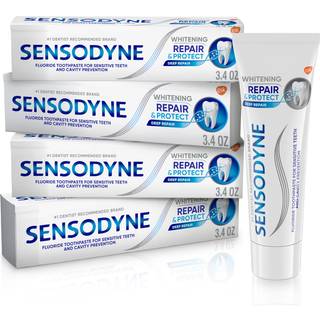 Sensodyne reparation og beskyt hvidtning tandpasta tandpasta til følsomme tænder og hulrumsforebyggelse 3.4 oz (pakke med 4)