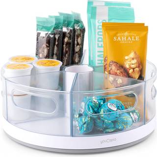 Youcopia Crazy Susan Lazy Susan Organizer 6 BPA-fri aftagelige klare skraldespande med håndtag Rotationsopbevaringsdrejeberetning til køkkenskab