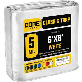 Core Tarps Classic 5 Mil Tarp Cover Vandtæt UV -resistent Rip and Tear Proof Poly Tarpaulin med forstærkede kanter til tagcamping Patio Pool Cove