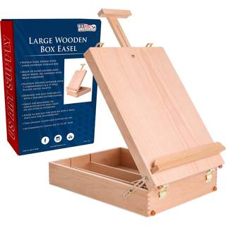 U.S. Art Supply Newport Extra Large Justerable Wood Table Sketchbox Easel Palette Premium Beechwood - Portable Wooden Artist Desktop Case - Store