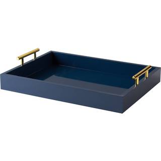 Kate og Laurel Lipton Dekorativ bakke med polerede metalh?ndtag Navy Blue and Gold