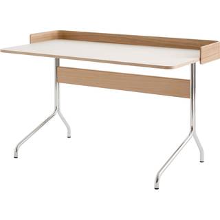 &Tradition - Pavilion Desk AV17, 130x65 cm, Linoleum Mushroom 4176/Oak/Chrome Legs w/Back - Skriveborde - Anderssen & Voll - Sølv,Træ farvet - Metal/Træ/Plast