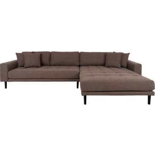 Lido lounge sofa med 4 puder, højrevendt, brun/sort