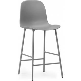 Normann Copenhagen Form Barstol med Ryglæn H65 cm Grå/Grå Stål