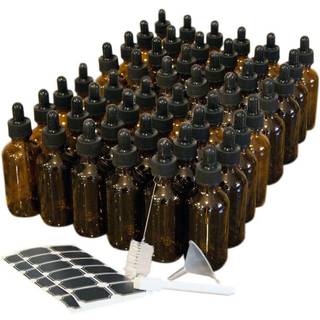 Nevlers 48 Pack Amber 2 Oz Glass Dropper Flasker De ravglasflasker inkluderer en dropper & tragt og mark?r med bonusetiketter for at markere hver