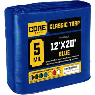 Core Tarps Classic 5 Mil Tarp Cover Vandtæt UV -resistent Rip and Tear Proof Poly Tarpaulin med forstærkede kanter til tagcamping Patio Pool Cove