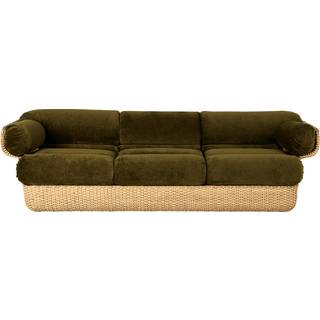 Gubi - Basket Sofa - Fully Upholstered, 3-seater Rattan Mumble 40, Glamour Group - Sofaer - Joe Colombo - Grøn