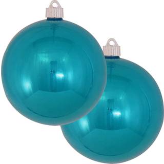 Jul af Krebs 6 """" (150 mm) skinnende tropisk blå [2 stykker] Ekstra store faste store store store store udendørs plastiske UV -kuglepynt hængende