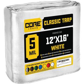 CORE TARPS KLASSIK 5 MIL TARP DÆKNING Vandtæt UV -resistent rip og tåre Proof Poly Tarpaulin med forstærkede kanter til tagcamping Patio Pool Cov