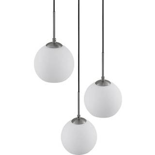 Lindby hængelampe Jurian, Ø 32 cm, 3 lyskilder, nikkel/opal, glas
