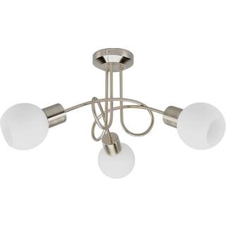 Lindby loftlampe Elaina, Ø 38cm, 3 lyskilder, nikkel, glas, E14