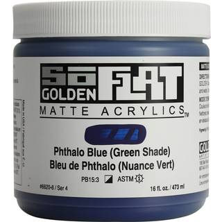 Soflat Matte Acrylics af Golden Phthalo Blue (Green Shade) 16 fl. oz. Krukke professionel akrylmaling semi-opaque